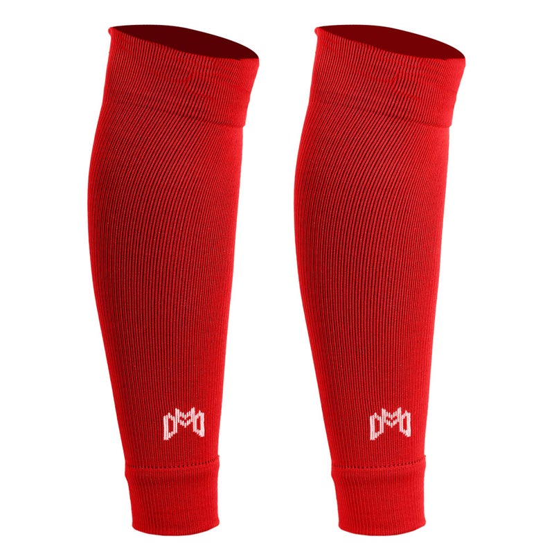 MediCaptain Pre Cut Soccer Sock Sleeves Companion for Soccer Grip Socks Securely Holds Shin Guards Compression Leg Warmer US Alpha One Size Regular Regular Red - Image 2