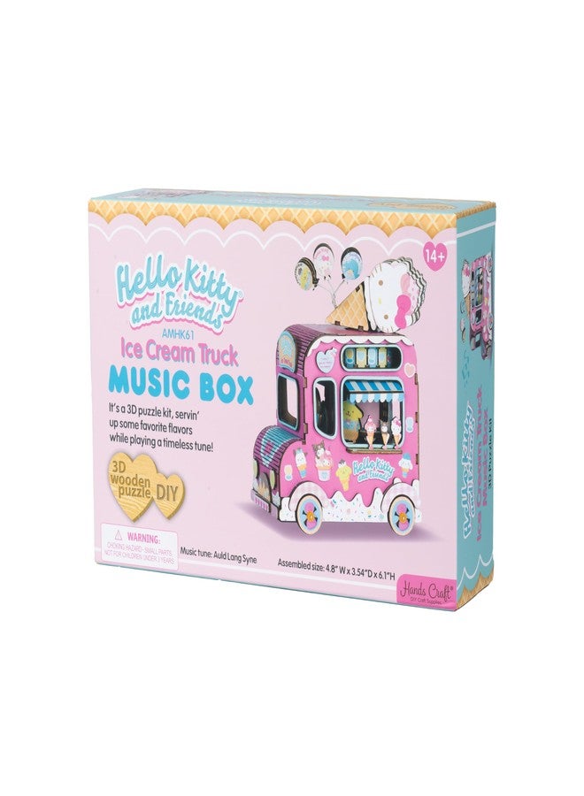 Hands Craft Hello Kitty and Friends 3D Wooden Puzzle | Music Box Ice Cream Truck Model Kit | Charming Decor & Toy for Young Adults | DIY Craft Set | Creative Play with Real Music Player - Image 3