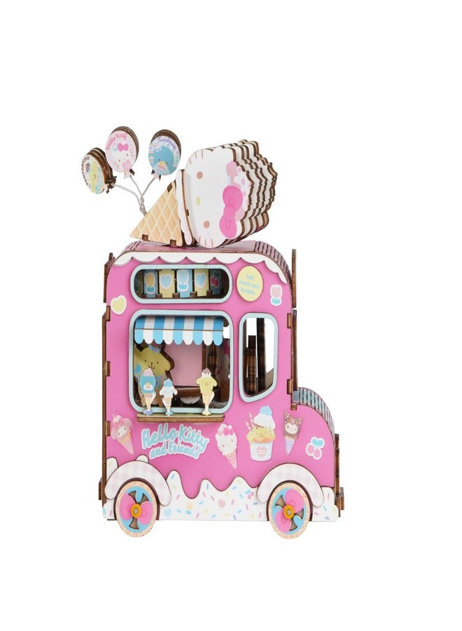 Hands Craft Hello Kitty and Friends 3D Wooden Puzzle | Music Box Ice Cream Truck Model Kit | Charming Decor & Toy for Young Adults | DIY Craft Set | Creative Play with Real Music Player - Image 5