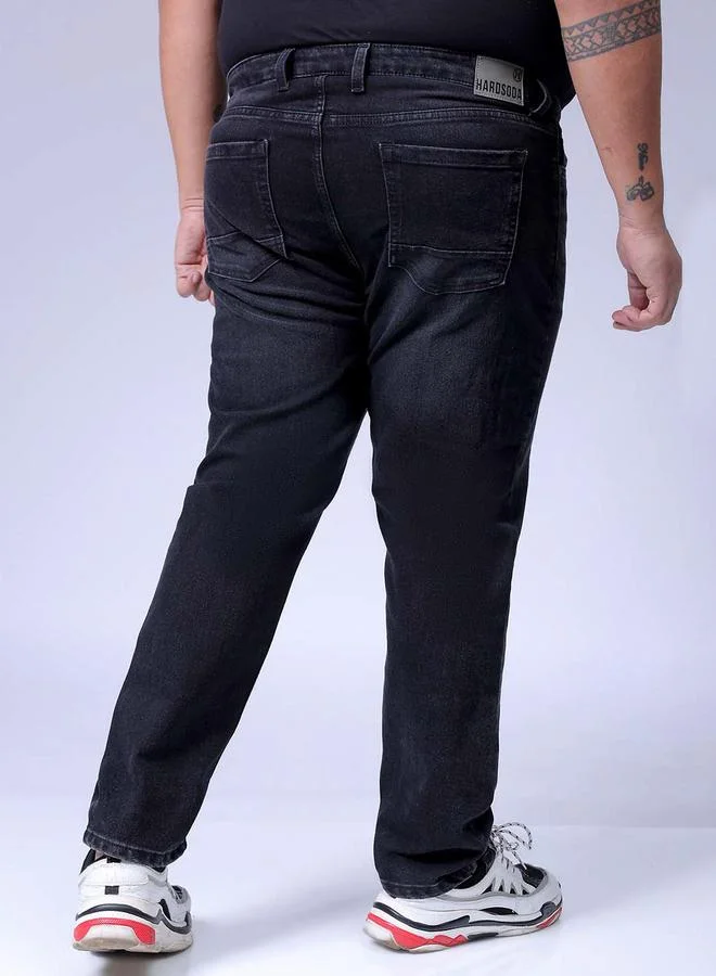 Take Two Black Plus Size Men Regular Fit Black Jeans By Hardsoda for Men | Best Price UAE
