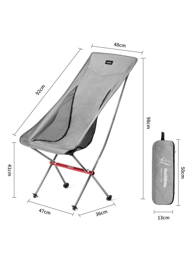 Naturehike Yl06 Ultralight Aluminum Folding Moon Chair | High Back, Portable Camping Chair | Perfect For Outdoor Activities | Grey - Image 2