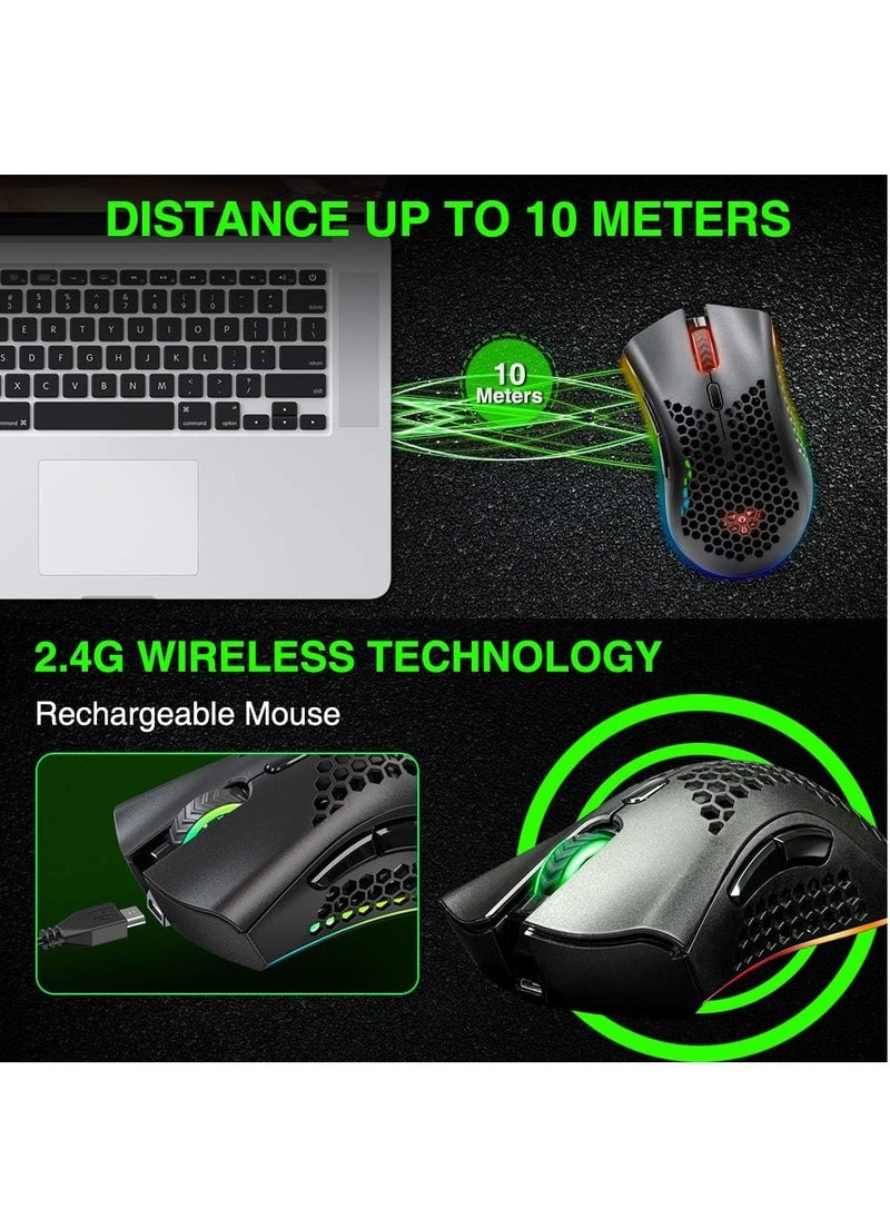 KM1 Wireless RGB Gaming Mouse, Optical Sensor 3,200 DPI Honeycomb Shell, 8  Buttons, 3 Adjustable DPI, USB Receiver for Laptop PC Mac - pzsku/ZCFF3284A8F045E76C934Z/45/_/1711742370/3126427a-722f-429c-99b3-66ed062bfb38