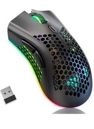 ماوس ألعاب KM1 لاسلكي RGB، غطاء قرص العسل البصري 3200 نقطة لكل بوصة، 8 أزرار، 3 نقاط لكل بوصة قابلة للتعديل، جهاز استقبال USB لأجهزة الكمبيوتر المحمول وأجهزة Mac - pzsku/ZCFF3284A8F045E76C934Z/45/_/1711742380/226abf12-ca1e-4305-b5ed-efe6e305ef8d