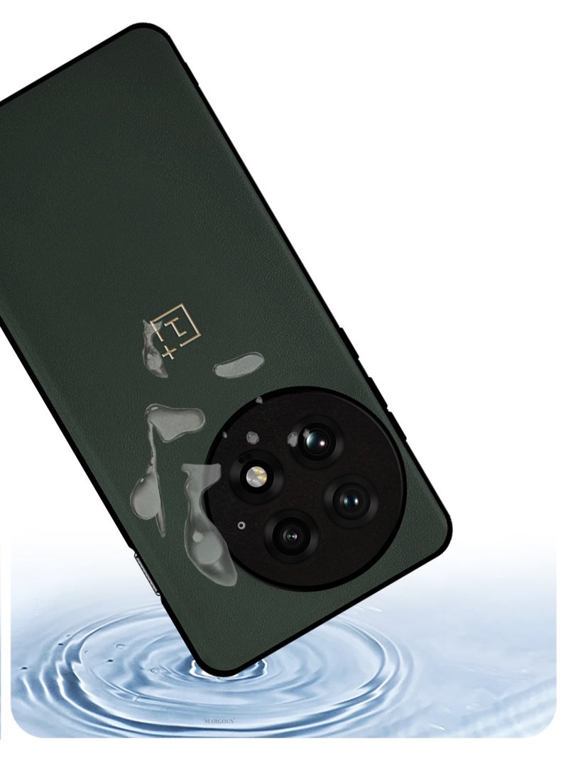 CATANES 2Packs Case Cover for OnePlus 13 Premium Leather, Elegant Protection, Quad-Camera Precision Cutout with 3D Shockproof Screen Protector - Dark Green - Image 4