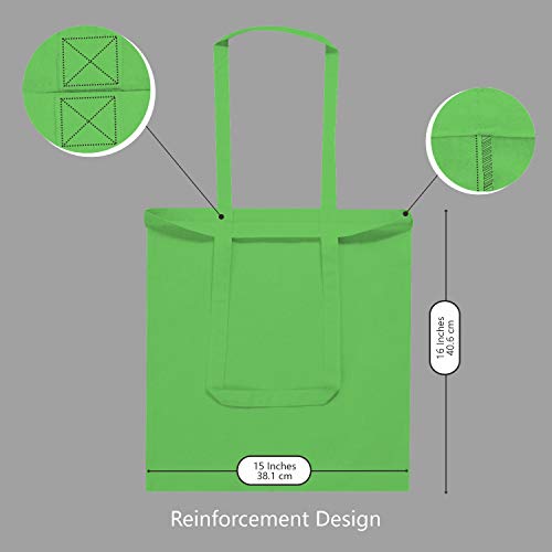TOPDesign 12-Pack Economical 16"x15" Lime Green Cotton Tote Bag, Lightweight Medium Reusable Grocery Shopping Cloth Bags, Suitable for DIY, Advertising, Promotion, Gift, Activity - Image 5