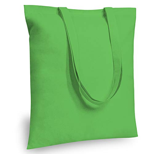 TOPDesign 12-Pack Economical 16"x15" Lime Green Cotton Tote Bag, Lightweight Medium Reusable Grocery Shopping Cloth Bags, Suitable for DIY, Advertising, Promotion, Gift, Activity - Image 1