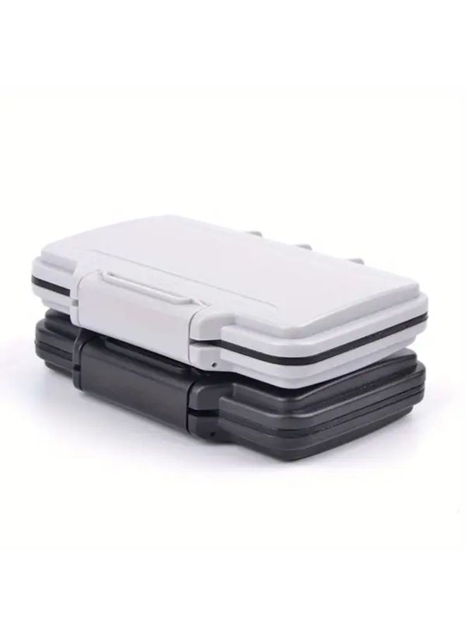Durable Waterproof And Shockproof Memory Card Storage Box With Multiple Compartments White And Black Plastic Organizer For Secure Card Protection - Image 1