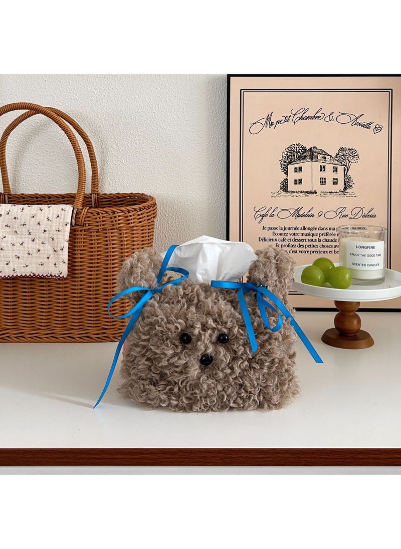 Generic Cute Plush Dog Tissue Box Creative Holder Brown 