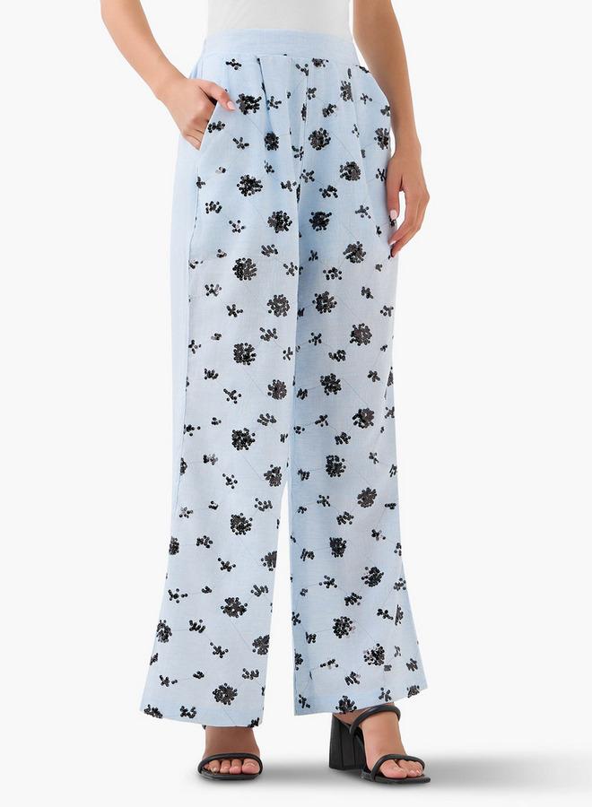 Splash FAV Wide Leg Trousers with Sequin Embellishment - Image 2