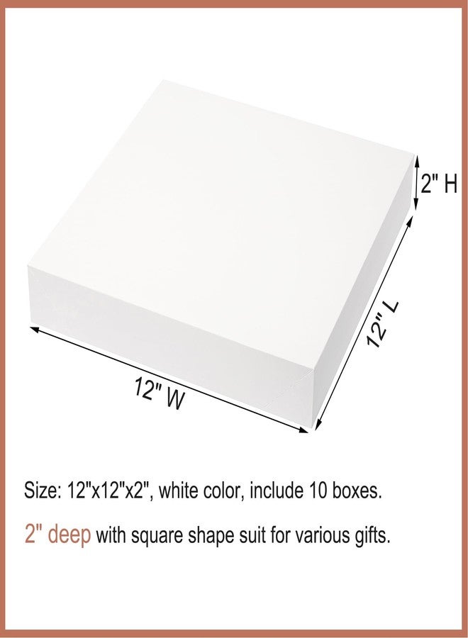 Mefleet 12x12x2 Inches Large Gift Boxes with Lids 10 Pack Flat Square Shirt Clothes Scarf Box for Christmas Presents, Holidays, Birthday, Wedding Gift Wrapping White - Image 2