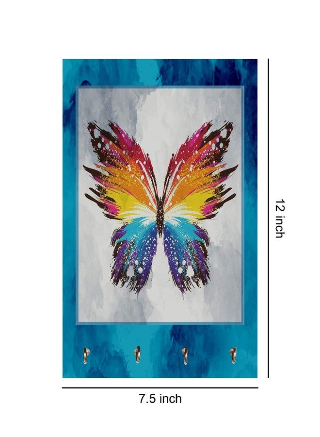 999STORE Key Stand for Home Wall Stylish Holder Wall Mount Hanger Organizer Butterfly Key Stand for Wall (MDF_7.5X12 Inch_Multi) KeyholderP126 - Image 4