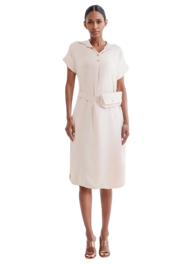 HaILYS Short Sleeve Shirt Dress with Belt Bag