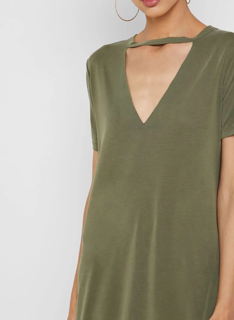 FOREVER 21 Choker Neck T-Shirt Dress