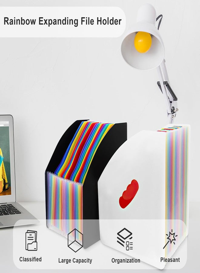SAYEEC Rainbow Expanding File Holder Standing A4 Vertical Mini Book Organizer Magazine Basket Desktop 24 Pockets Files Folder with Handle for Students Examination Paper Bills Office Study - Image 3