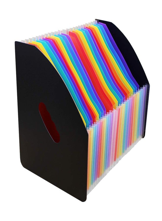 SAYEEC Rainbow Expanding File Holder Standing A4 Vertical Mini Book Organizer Magazine Basket Desktop 24 Pockets Files Folder with Handle for Students Examination Paper Bills Office Study - Image 1