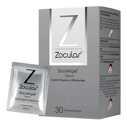 Zocuwipe Eyelid Wipes with Natural Okra Complex Eyelid Cleanser and Moisturizer Pads for Irritated Red Eyes from Dry Eye Blepharitis 30ct