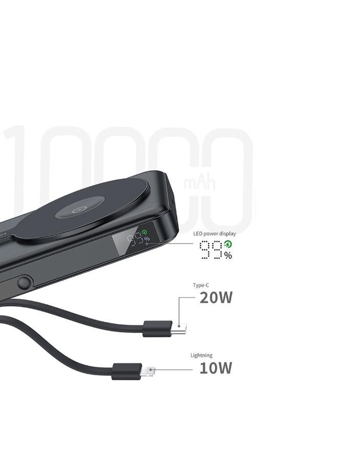 ريتشي باور بانك Recci RPB-W27 من سلسلة جالكسي، مزود بمؤشر LED رقمي، وشحن لاسلكي، مع كابل Type-C وLightning، بقوة 20 واط، وسعة 10,000 مللي أمبير/ساعة - Image 3