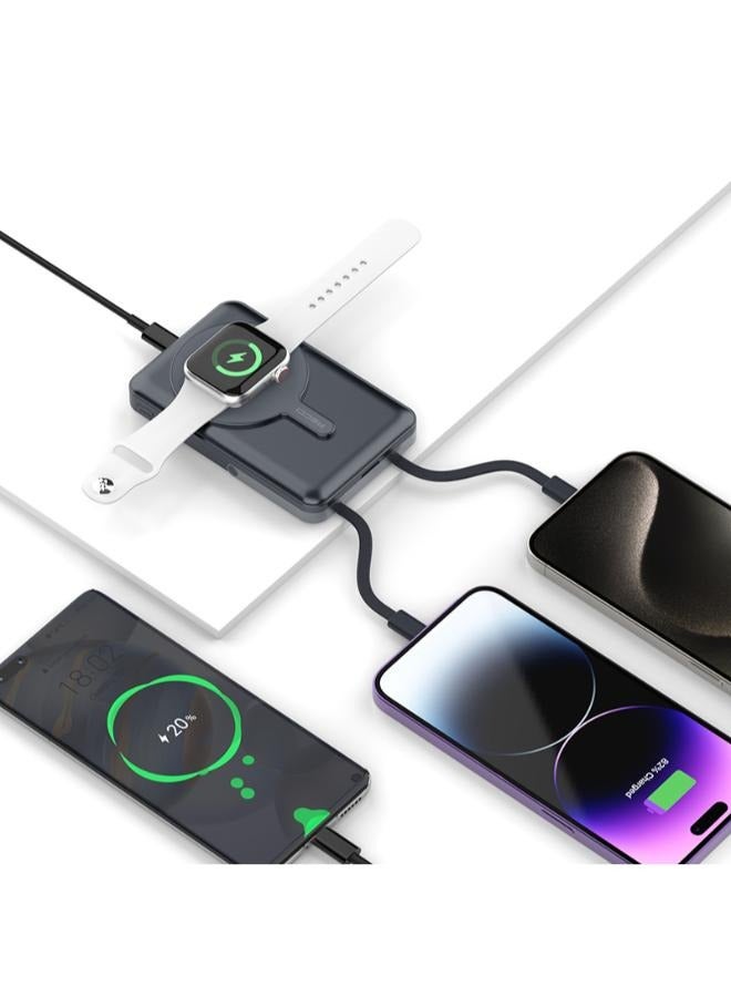 ريتشي باور بانك Recci RPB-W27 من سلسلة جالكسي، مزود بمؤشر LED رقمي، وشحن لاسلكي، مع كابل Type-C وLightning، بقوة 20 واط، وسعة 10,000 مللي أمبير/ساعة - Image 4