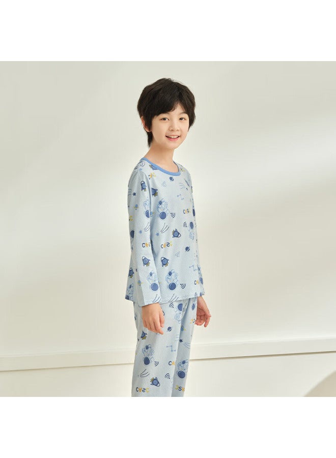 Red Bean Kids Pajamas Boys And Girls Home Wear Pure Cotton Long Sleeve Long Pants Set Spring And Summer Set Head Air Conditioning Clothes J3123 130 - Image 1