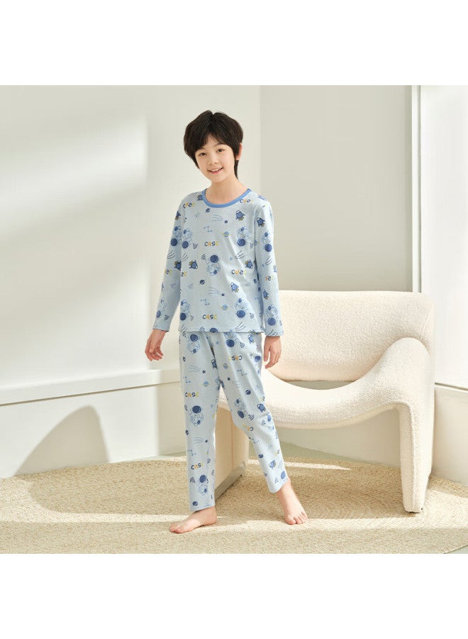 Red Bean Kids Pajamas Boys And Girls Home Wear Pure Cotton Long Sleeve Long Pants Set Spring And Summer Set Head Air Conditioning Clothes J3123 130 - Image 2