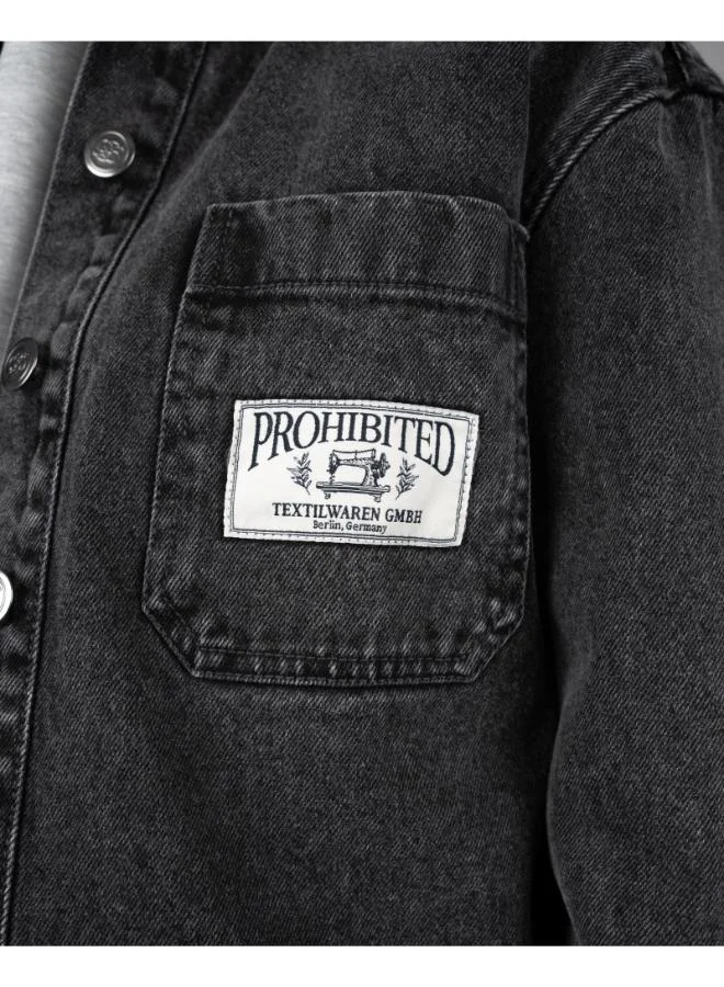 Prohibited Faded Grey Northbound Denim Shirt  | Best Price UAE