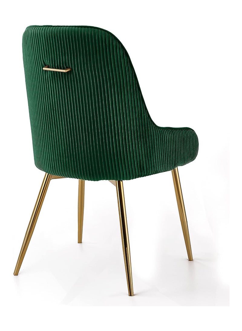 Ripple FURNITURE Luxury Velvet Chair For Restaurant Home Dining Living Room With Golden Back Handle And Golden Legs - Image 2