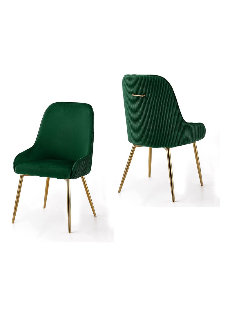 Ripple FURNITURE Luxury Velvet Chair For Restaurant Home Dining Living Room With Golden Back Handle And Golden Legs - Image 1