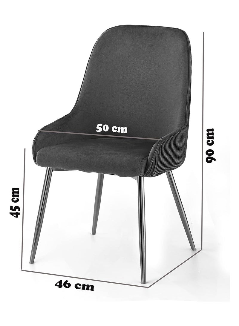 Ripple FURNITURE Luxury Velvet Chair For Restaurant Home Dining Living Room With Golden Back Handle And Golden Legs - Image 3