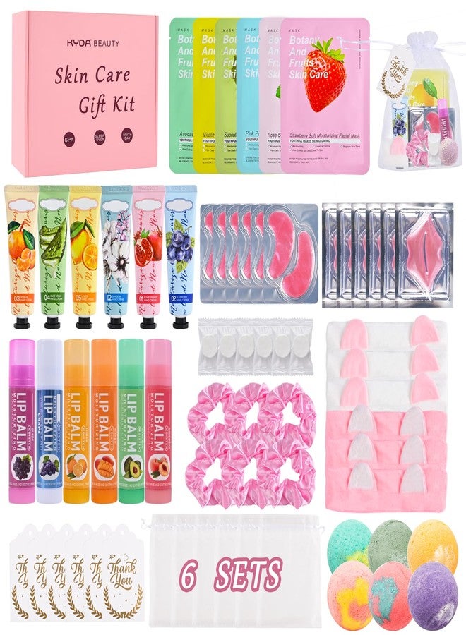 KYDA 66PCS SPA Party Supplies for Women, Include Face Masks, Hand Cream, Lip Balm, Under Eye Patches, Lip Mask, Foot Bath Bomb, Hair Tie and Hair Band, Spa Birthday Sleepover Party Supplies for Girls - Image 1