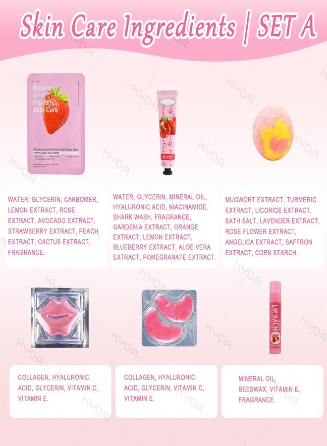 KYDA 66PCS SPA Party Supplies for Women, Include Face Masks, Hand Cream, Lip Balm, Under Eye Patches, Lip Mask, Foot Bath Bomb, Hair Tie and Hair Band, Spa Birthday Sleepover Party Supplies for Girls - Image 5
