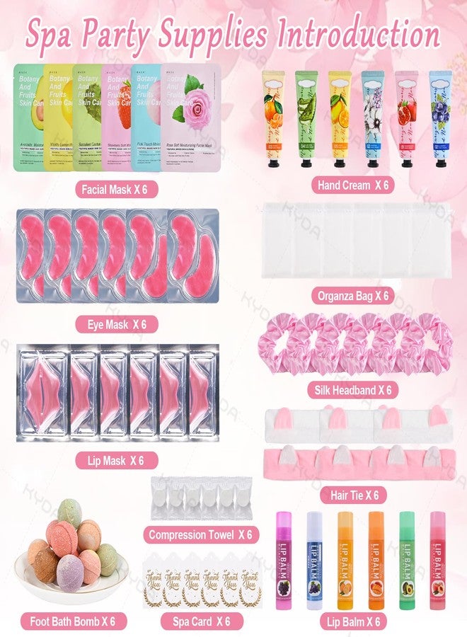 KYDA 66PCS SPA Party Supplies for Women, Include Face Masks, Hand Cream, Lip Balm, Under Eye Patches, Lip Mask, Foot Bath Bomb, Hair Tie and Hair Band, Spa Birthday Sleepover Party Supplies for Girls - Image 2
