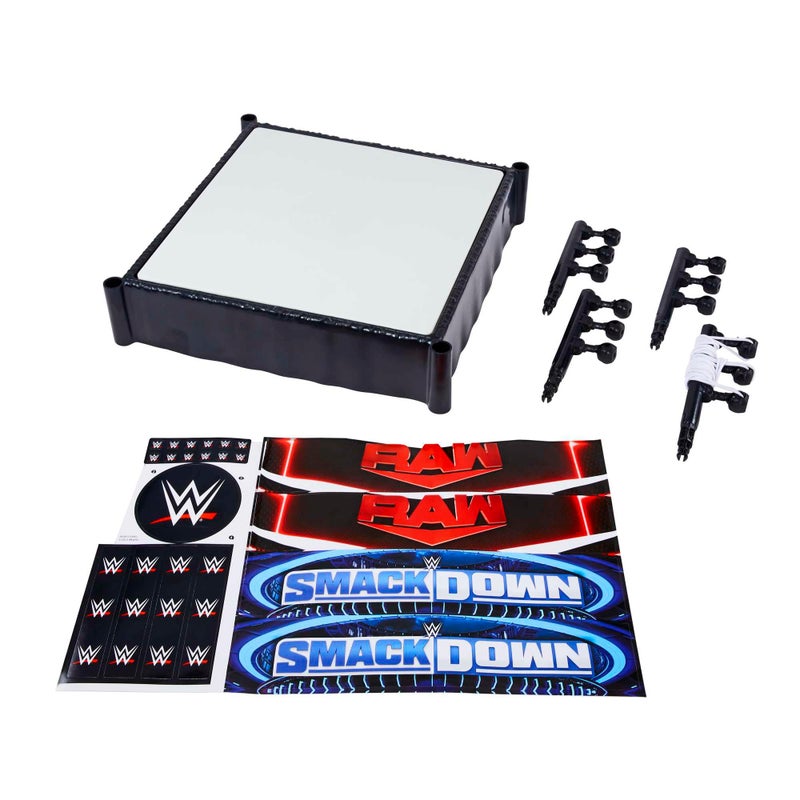 WWE Mattel WWE Superstar Ring 14 inches with SpringLoaded Mat 4 Event Apron Stickers ProTension Ropes for WWE 6inch Action Figures - Image 3