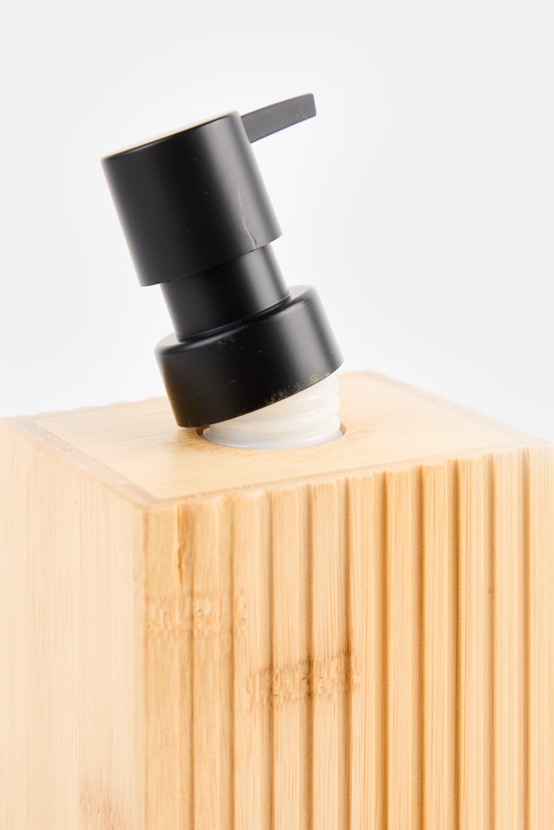 Bath Bliss Oslo Square Bamboo Soap Pump, Tan - Image 3