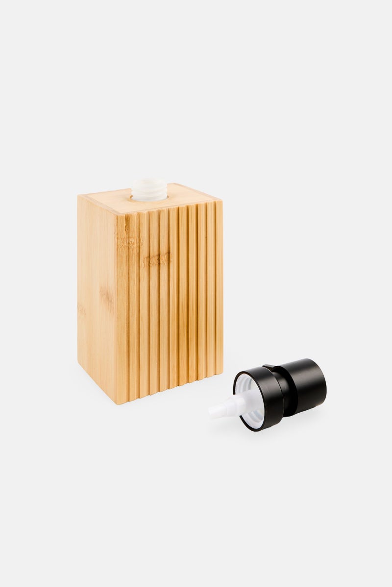 Bath Bliss Oslo Square Bamboo Soap Pump, Tan - Image 2