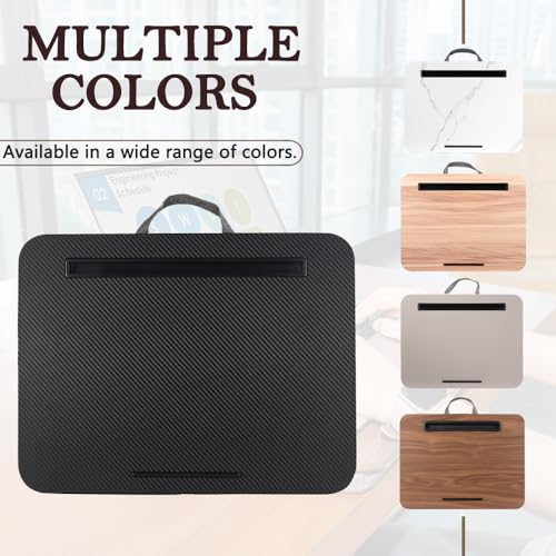 YUELAKE Portable Laptop Desk Fits Up to 16“ Laptops, with Tablet Slot, Built-in Cushion, Great for Home & Office,Lap Desk for Laptop,Lap Desk with Cushion (Black, Medium) - Image 3