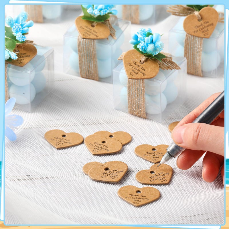 MTLEE Mini Bubble Candles Wedding Favors Gifts for Guests 1.57" x 1.38" Bubble Candles with Cards Dried Flowers DIY Gift Set for Baptism Party Bridal Shower Thank You Gifts(Blue,30 Sets) - Image 5