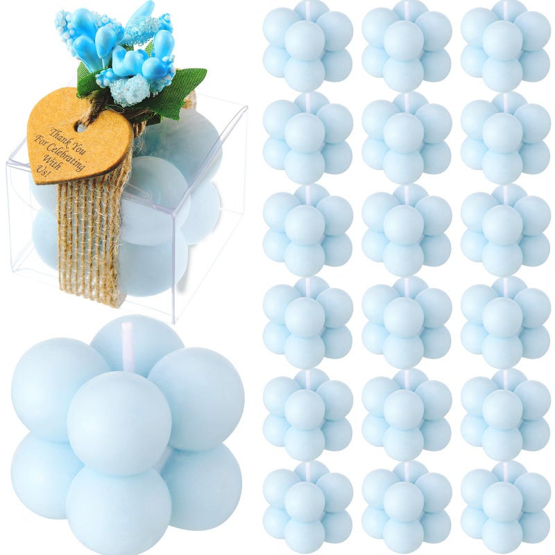 MTLEE Mini Bubble Candles Wedding Favors Gifts for Guests 1.57" x 1.38" Bubble Candles with Cards Dried Flowers DIY Gift Set for Baptism Party Bridal Shower Thank You Gifts(Blue,30 Sets) - Image 1