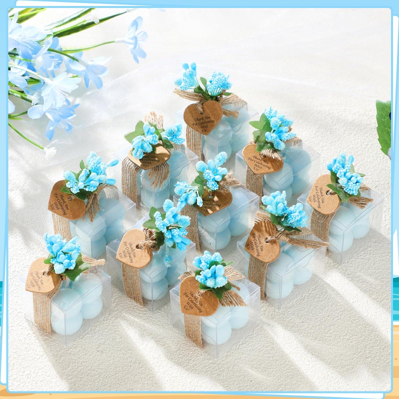 MTLEE Mini Bubble Candles Wedding Favors Gifts for Guests 1.57" x 1.38" Bubble Candles with Cards Dried Flowers DIY Gift Set for Baptism Party Bridal Shower Thank You Gifts(Blue,30 Sets) - Image 3
