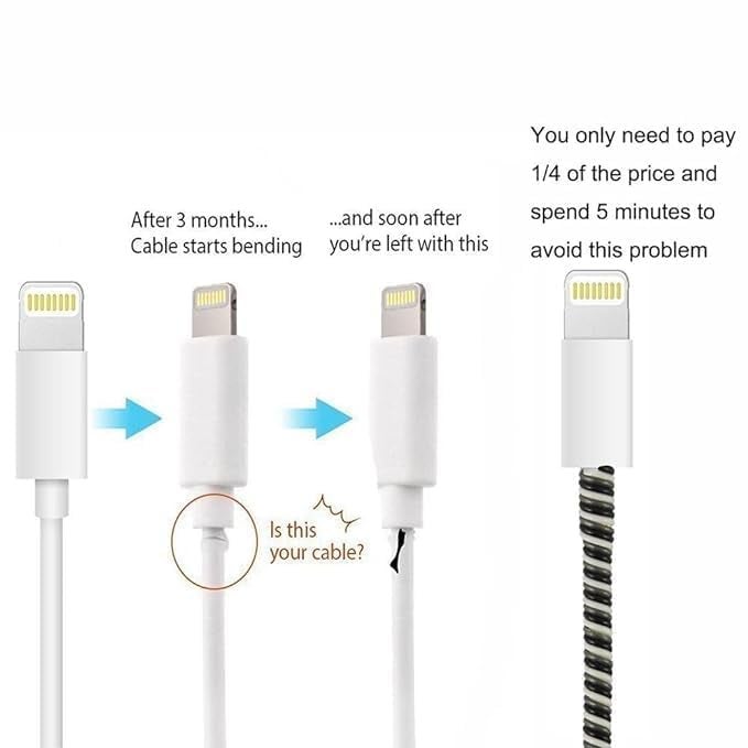 Cerlink Spiral Cable Charger Protectors Data Cable Saver Charging Cord Protective Cable Cover Headphone MacBook Laptop Earphone Cell Phone (Pack of-1) - Image 2