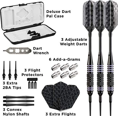 Viper Bobcat Adjustable Weight Soft Tip Darts with Storage/Travel Case: Black Coated Brass, Purple Rings, 16-19 Grams - Image 4