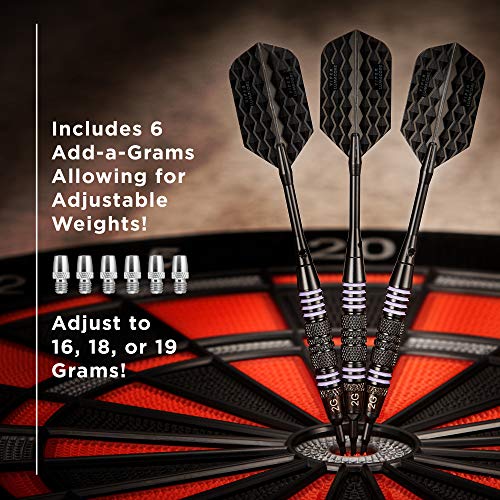 Viper Bobcat Adjustable Weight Soft Tip Darts with Storage/Travel Case: Black Coated Brass, Purple Rings, 16-19 Grams - Image 2