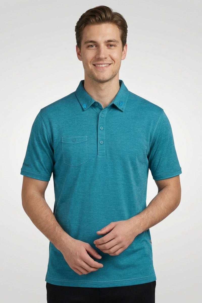 Ping Men Sportswear Fit Short Sleeves Training Polo Shirt, Oriental  Blue - Image 1