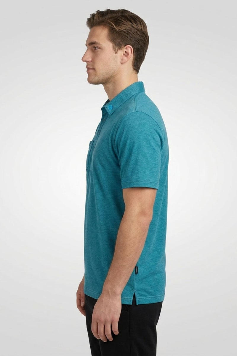 Ping Men Sportswear Fit Short Sleeves Training Polo Shirt, Oriental  Blue - Image 3