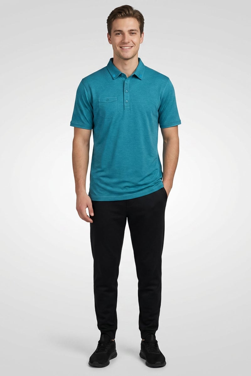 Ping Men Sportswear Fit Short Sleeves Training Polo Shirt, Oriental  Blue - Image 2