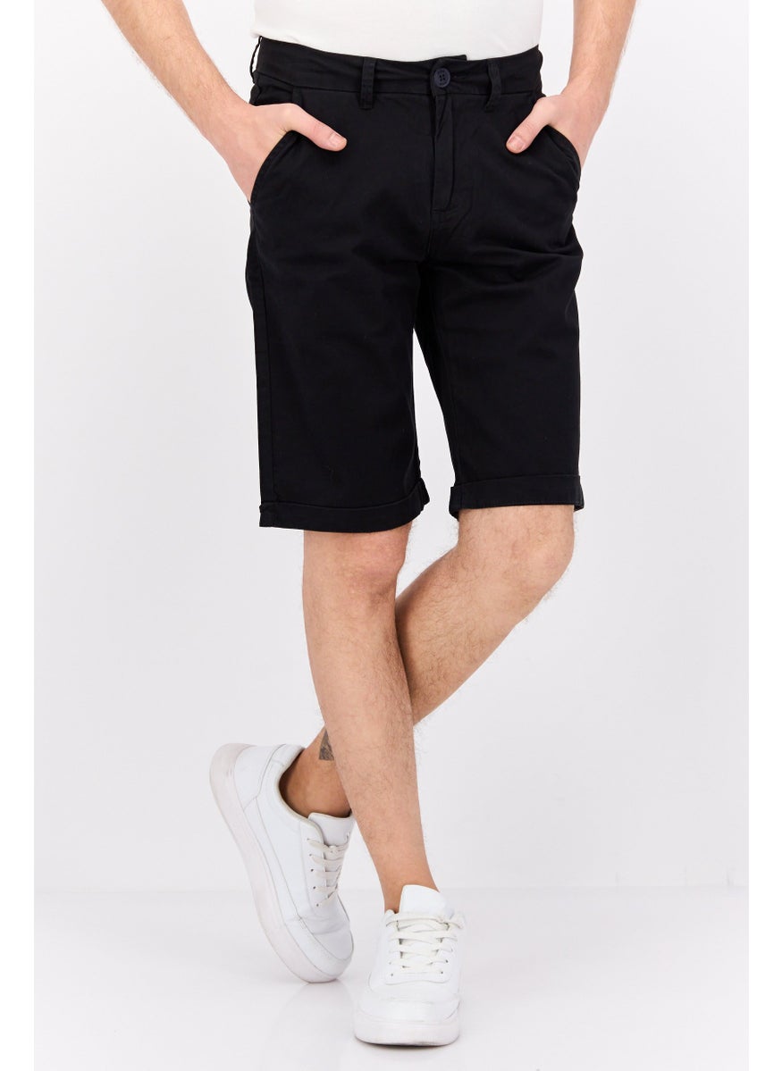 GAS Men Plain Chino Shorts, Black  - Image 1