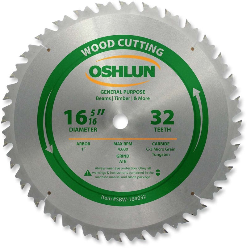 Oshlun SBW164032 16516Inch 32 Tooth ATB Beam Saw Blade with 1Inch Arbor