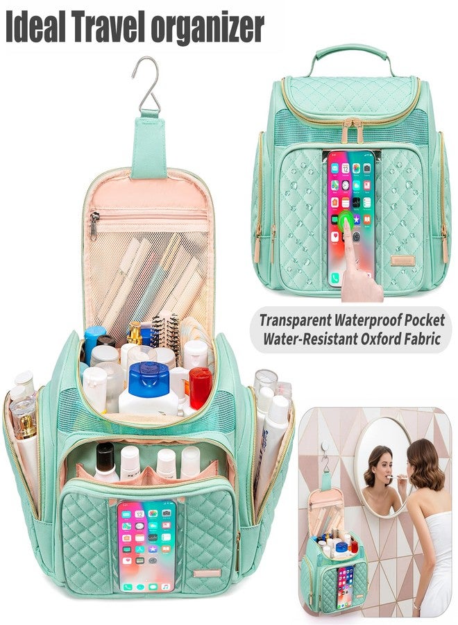 Large Toiletry Bag for Women Men,Bathroom Bag,Water Resistant Shower Bag,Makeup Bag,Toiletry Bags for Traveling,Hanging Toiletry Bag with Transparent Waterproof Phone Pocket (Green) - Image 2
