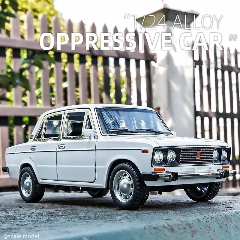FEXXA 1:24 Scale Lada 2106 Die-Cast Metal Toy Model Car for Kids - Pull Back Mechanism, Birthday Gift for 3+ Year Old Boys, Black (White) - Image 2
