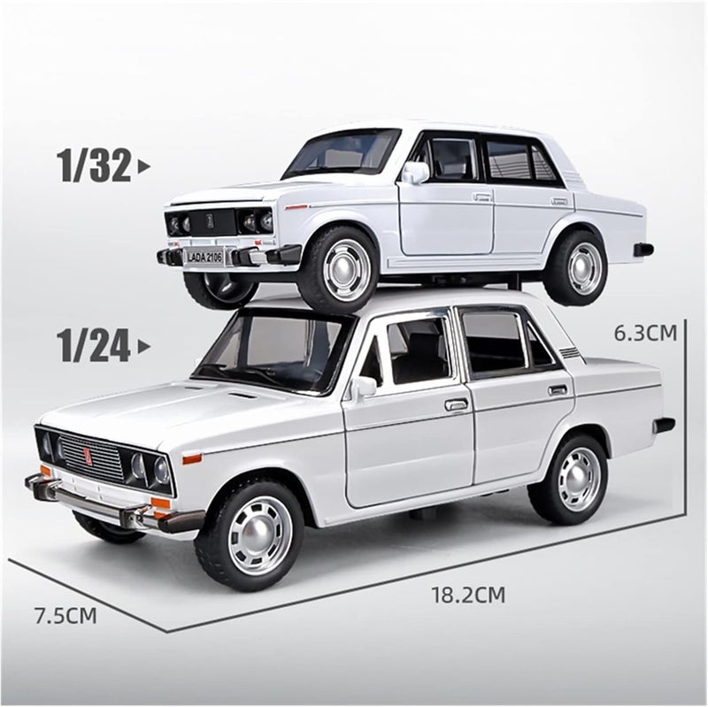 FEXXA 1:24 Scale Lada 2106 Die-Cast Metal Toy Model Car for Kids - Pull Back Mechanism, Birthday Gift for 3+ Year Old Boys, Black (White) - Image 5
