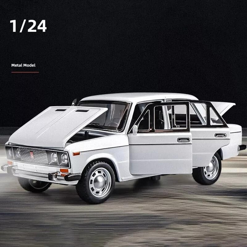 FEXXA 1:24 Scale Lada 2106 Die-Cast Metal Toy Model Car for Kids - Pull Back Mechanism, Birthday Gift for 3+ Year Old Boys, Black (White) - Image 3